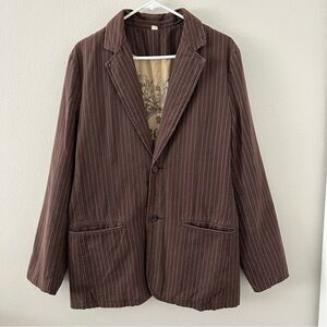 Vintage Mossimo Brown Pinstripe Blazer Jacket Men’s M Y2K Steampunk 2000s Preppy